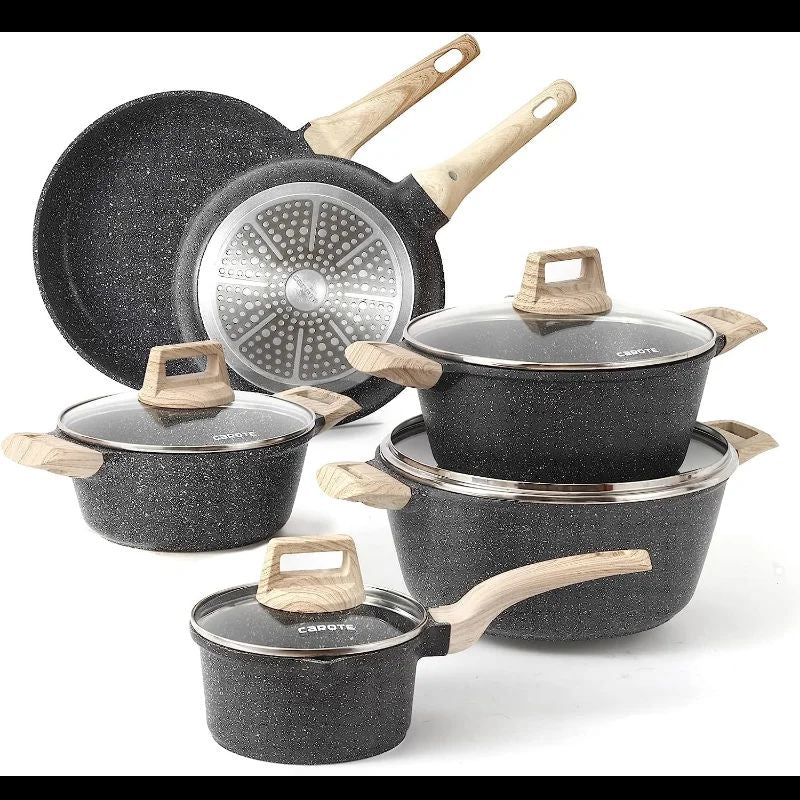 10-Piece Nonstick Granite Cookware Set: Premium Stone Pots and Pans for All Cooking Needs