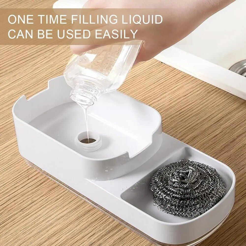 Kitchen & Bathroom Multi-Functional Soap Dispenser with Sponge Holder