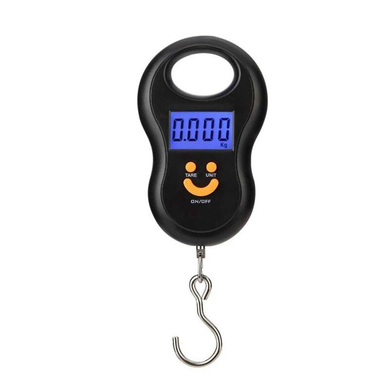 Compact LCD Digital Hanging Scale - 50Kg Capacity, Precision Weighing for Kitchen, Fishing, and Travel