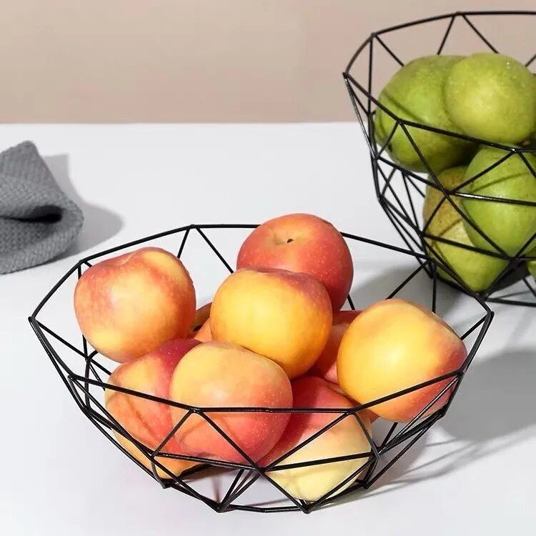 Metal Wire Fruit & Snack Storage Basket - Modern Nordic Design, Multi-Functional Kitchen Organizer