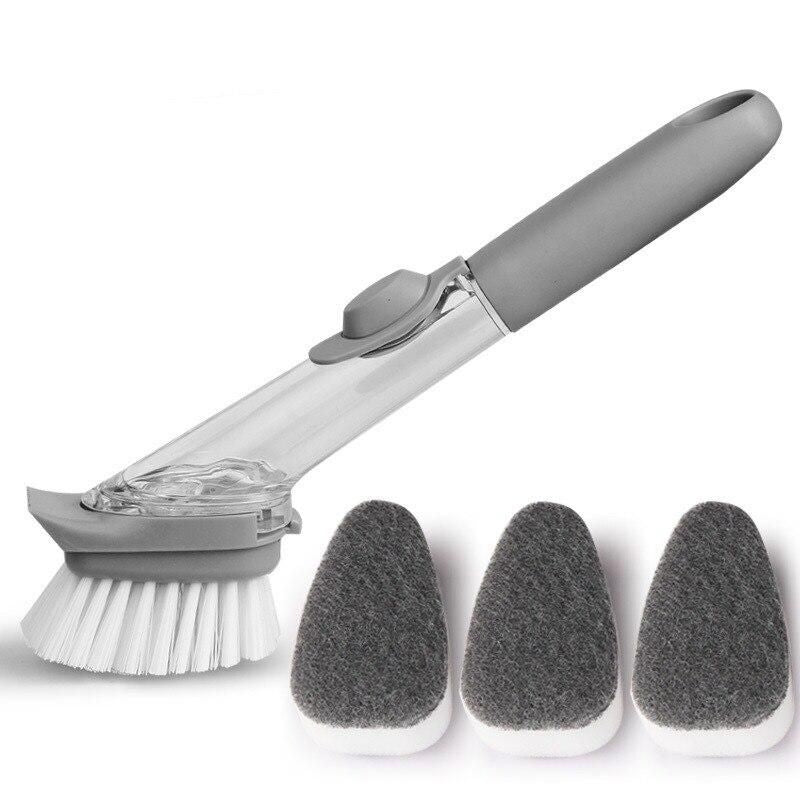 Multi-Functional Kitchen Cleaning Brush with Refillable Soap Dispenser
