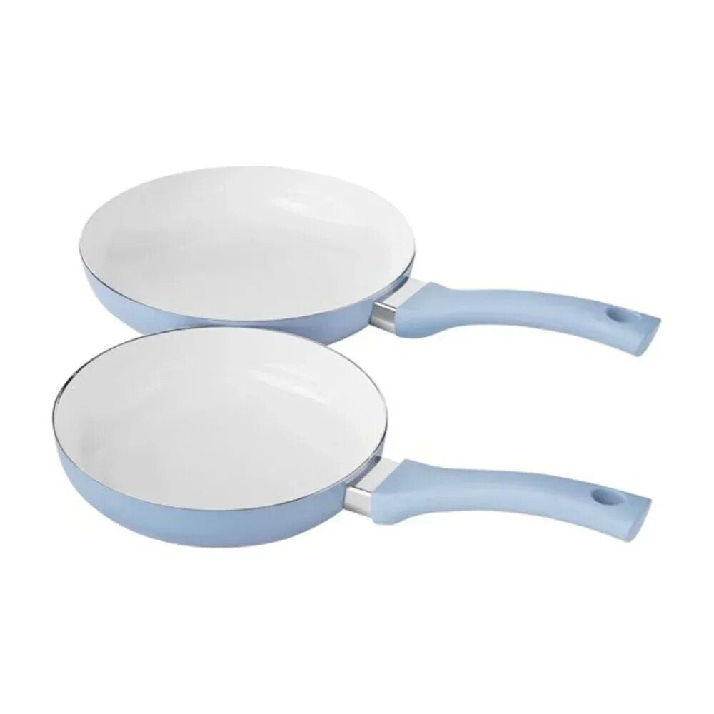 Deluxe Aqua 12-Piece Ceramic Nonstick Cookware Set - Eco-Friendly, Hand Wash Only