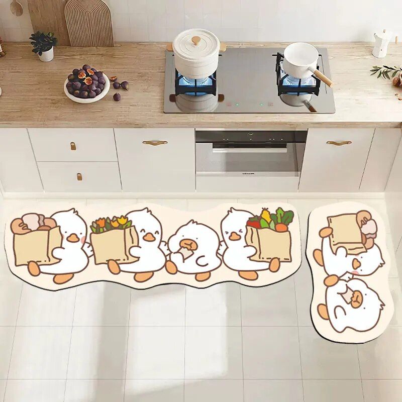 Charming Cartoon Duck Kitchen and Bathroom Mat