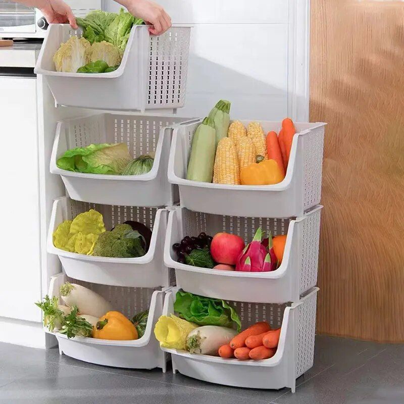 Multi-Layer Kitchen Storage Rack - Space-Saving Vegetable and Household Organizer