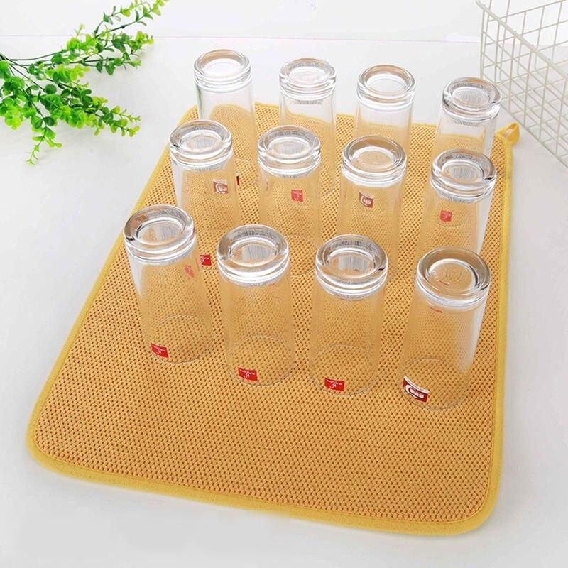 Multi-Color Classic Polyester Dish Drying Mat, 30x40 cm Absorbent Kitchen Pad