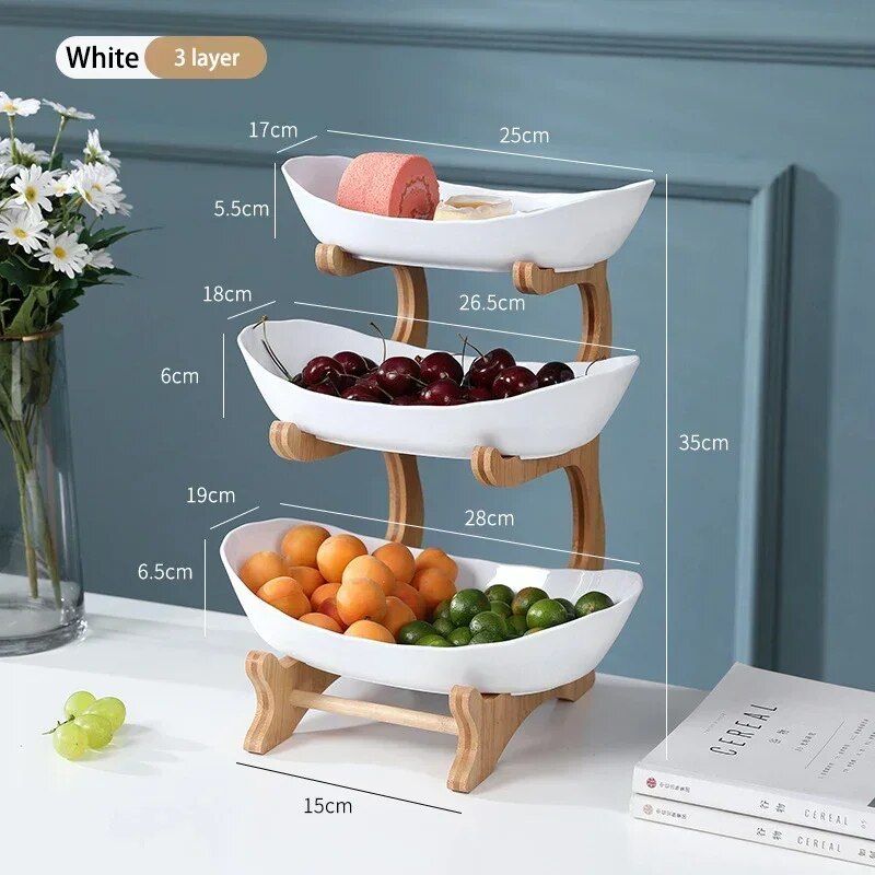 Multi-Layer Fruit and Snack Organizer: Elegant Oval Shaped Kitchen Stand