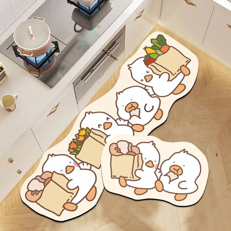 Charming Cartoon Duck Kitchen and Bathroom Mat